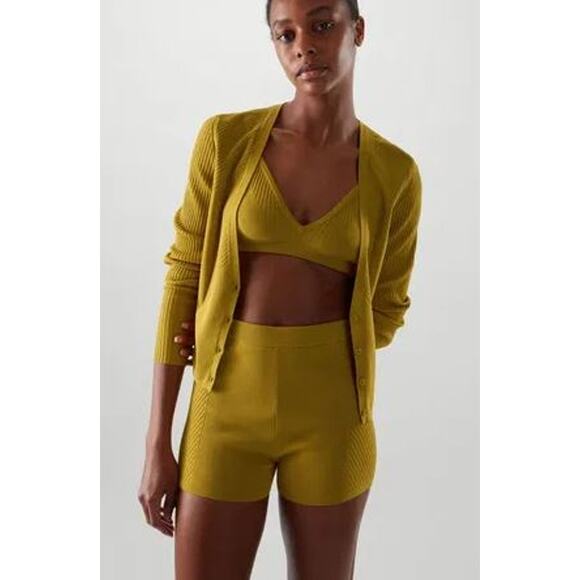 COS Pants - COS Ribbed High Waisted Cycling Shorts Mustard Womens Size Small